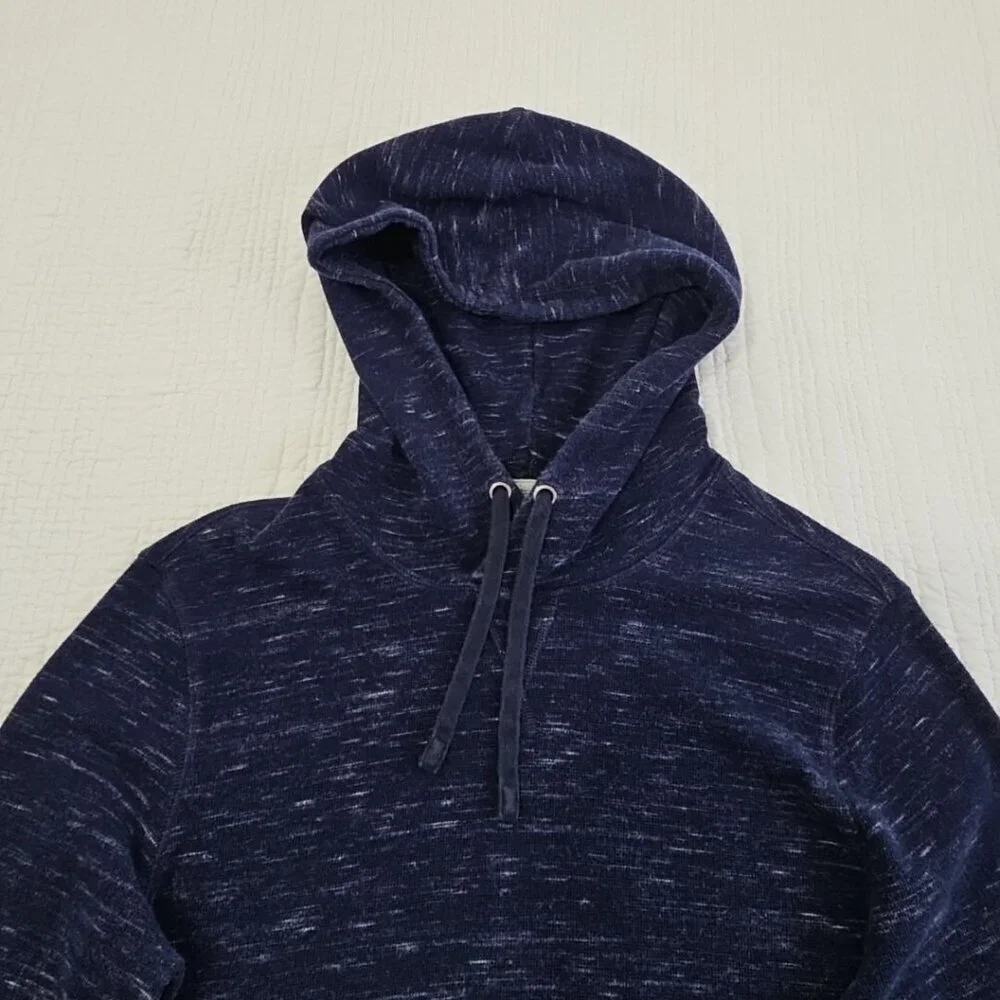 Banana Republic Waffle Hoodie Men's M Navy Blue Long Sleeve Drawstring‎ EUC LN